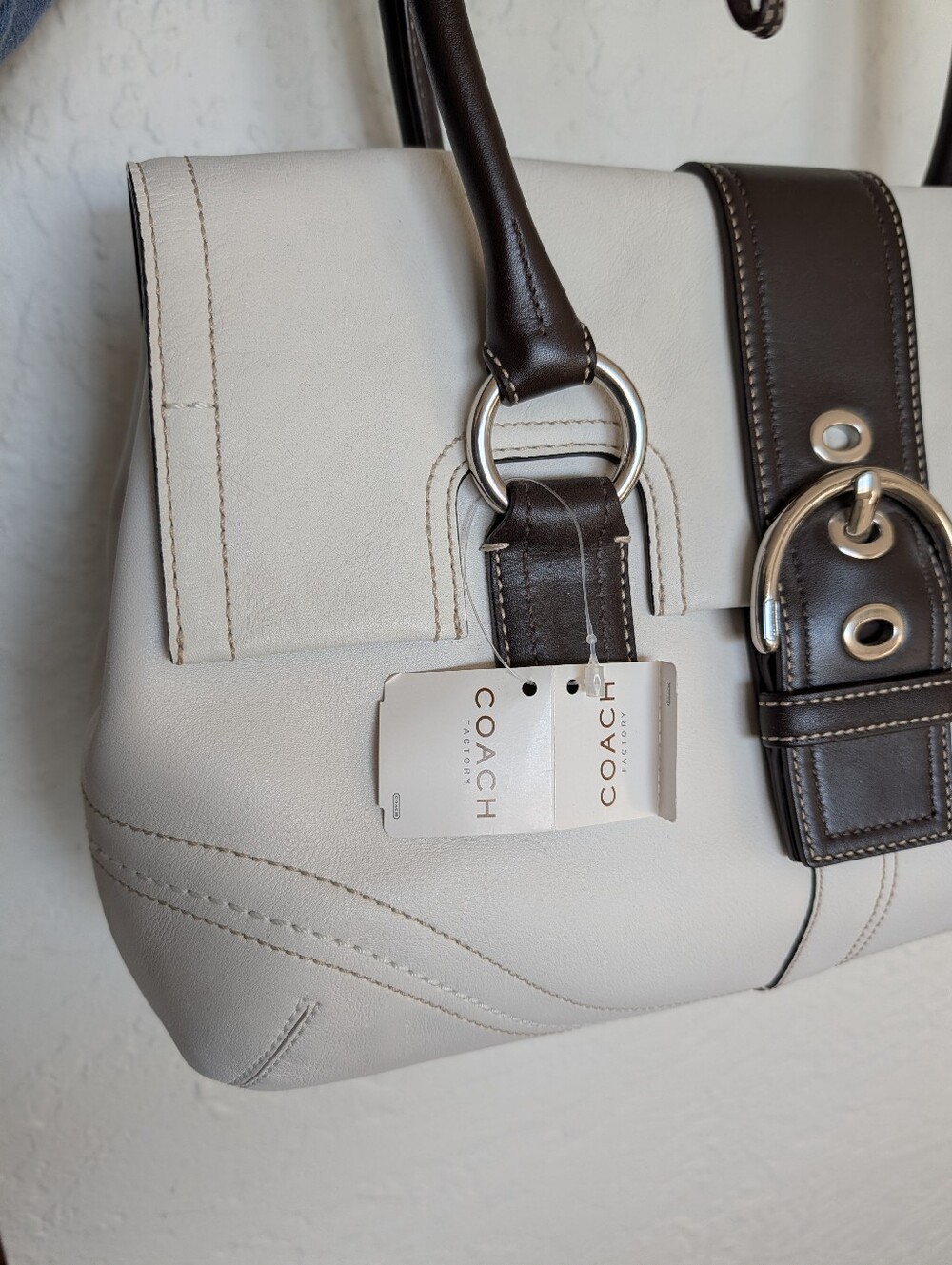 NWT! Coach Y2K '07 Soho Buckle Flap Satchel Purse & Wallet White Mahogany F10913 - Picture 2 of 16